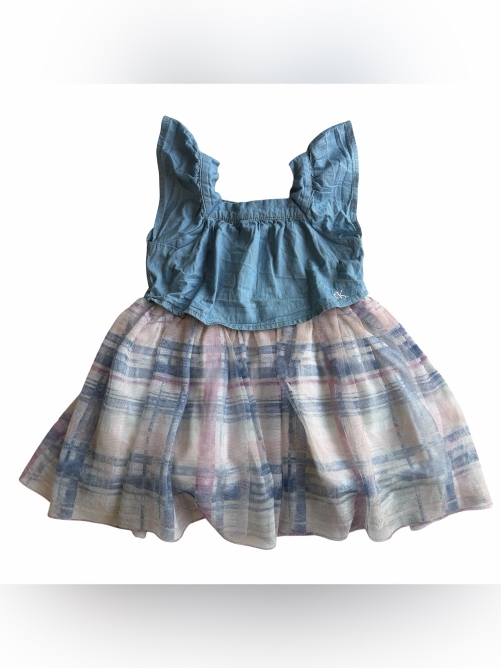 Calvin Klein Sky Blue Denim Tutu Dress Girls size 2T